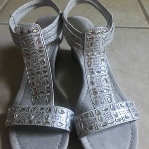 Jeweled Silver Sandals with heel